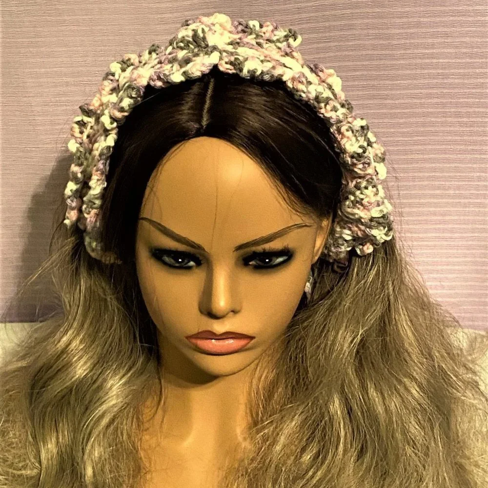 NWT Loretta Ann Creations Tie Headband Pink/gray
